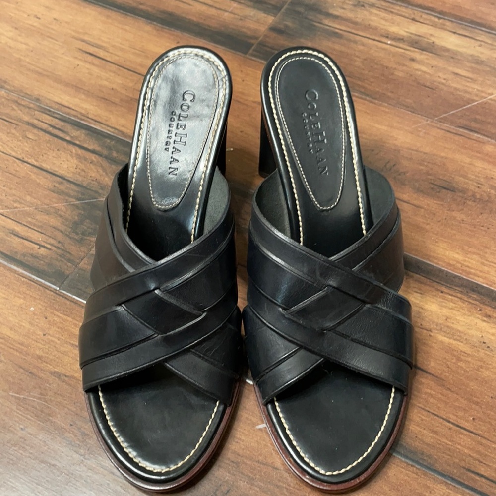 Cole‎ Haan sandals open toe  black heels size 8